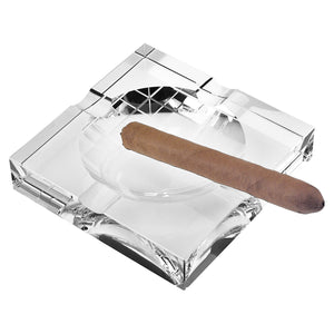 Homeroots 5" Clear Crystal Square Cigar Ash Tray  Crystal 375764