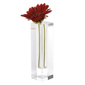 Homeroots 9 Hand Crafted Crystal Square Optical Bud Vase  Lead Free Crystal 375766