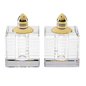 Homeroots 3" Elegant Cut Crystal Salt And Pepper Shakers With Gold Accents For Sophisticated Dining Decor 3 Inches  375769