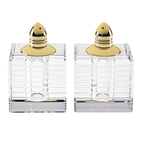 Homeroots 3" Elegant Cut Crystal Salt And Pepper Shakers With Gold Accents For Sophisticated Dining Decor 3 Inches  375769