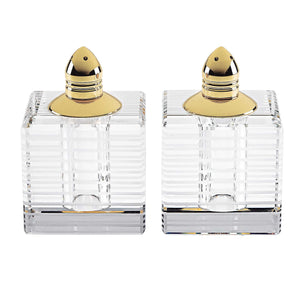 Homeroots 3" Elegant Cut Crystal Salt And Pepper Shakers With Gold Accents For Sophisticated Dining Decor 3 Inches  375769