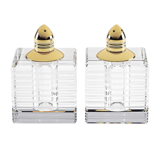 Homeroots 3" Elegant Cut Crystal Salt And Pepper Shakers With Gold Accents For Sophisticated Dining Decor 3 Inches  375769