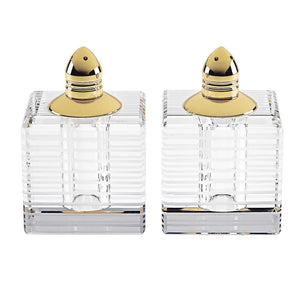 Homeroots 3" Elegant Cut Crystal Salt And Pepper Shakers With Gold Accents For Sophisticated Dining Decor 3 Inches  375769