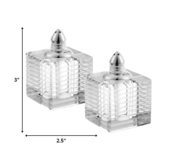 Homeroots 3" Elegant Cut Crystal Salt And Pepper Shakers With Gold Accents For Sophisticated Dining Decor 3 Inches  375770