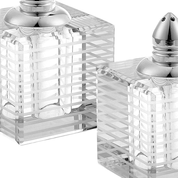Homeroots 3" Elegant Cut Crystal Salt And Pepper Shakers With Gold Accents For Sophisticated Dining Decor 3 Inches  375770