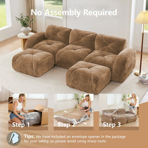 English Elm U-shaped Modular Cloud Sofa Tufted Velvet High Density Foam for Home Theater Lounge W714S01599