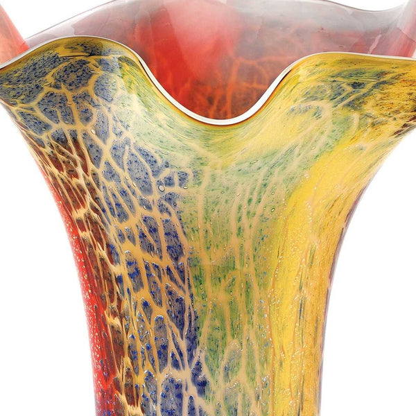 Homeroots 17" Red And Yellow Glass Abstract Novelty Table Vase  Glass 375776