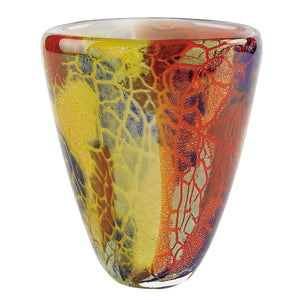 Homeroots 8" Orange Red And Yellow Murano Glass Abstract Oval Table Vase  Murano Glass 375778