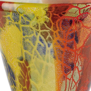 Homeroots 8" Orange Red And Yellow Murano Glass Abstract Oval Table Vase  Murano Glass 375778