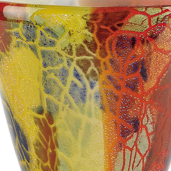 Homeroots 8" Orange Red And Yellow Murano Glass Abstract Oval Table Vase  Murano Glass 375778