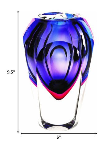 Homeroots 9 Purple Art Glass Vase  Crystal Glass 375780