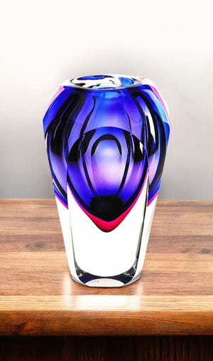 HomeRoots 10" Vibrant Purple Crystal Glass Cylinder Vase - Modern Elegance for Home Decor & Gifts! 375780