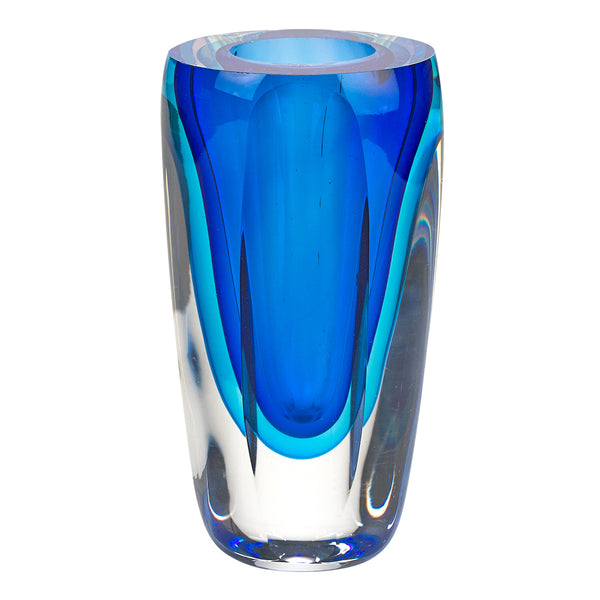 Homeroots 6 Mouth Blown Blue Art Glass Vase  Crystal Glass 375783