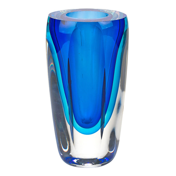 Homeroots 6 Mouth Blown Blue Art Glass Vase  Crystal Glass 375783