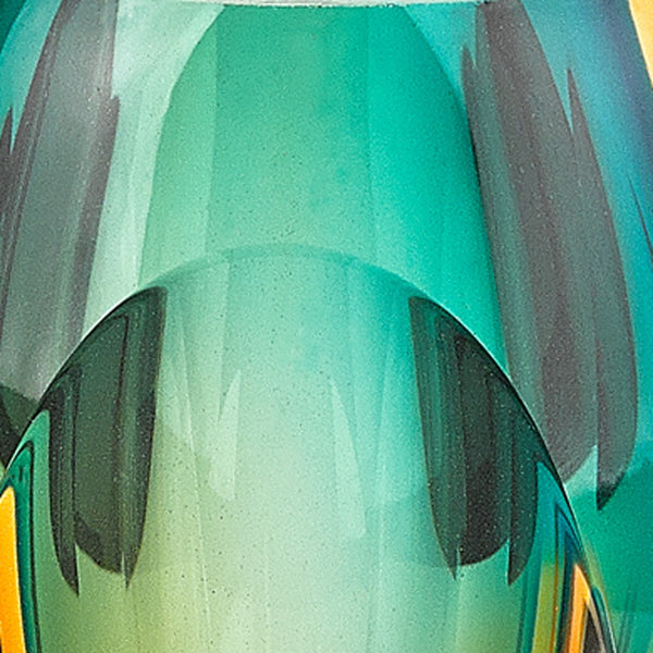 Homeroots 6" Clear Amber And Green Abstract Murano Glass Table Vase  Murano Glass 375784