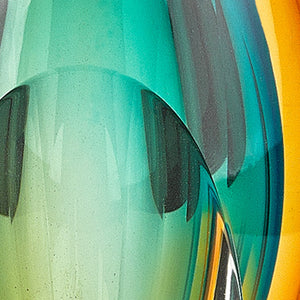 Homeroots 6" Clear Amber And Green Abstract Murano Glass Table Vase  Murano Glass 375784