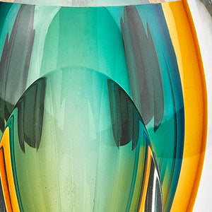 Homeroots 6" Clear Amber And Green Abstract Murano Glass Table Vase  Murano Glass 375784