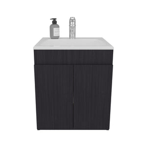 English Elm Bathroom Compact Vanity Cabinet 20.8" H – Engineered Wood Two-Door Storage, Modern Space-Saver Black 24.8 L x 22.83 W x 11.81 H B097P395872