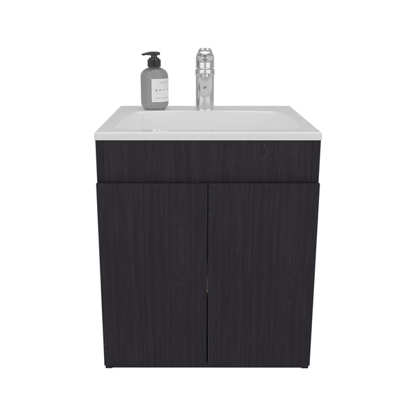 English Elm Bathroom Compact Vanity Cabinet 20.8" H – Engineered Wood Two-Door Storage, Modern Space-Saver Black 24.8 L x 22.83 W x 11.81 H B097P395872