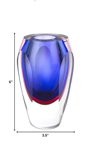 Homeroots 6 Mouth Blown Purple Art Glass Vase  Crystal Glass 375785