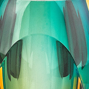 Homeroots 8" Clear Amber And Green Abstract Cylinder Murano Glass Table Vase  Murano Glass 375786