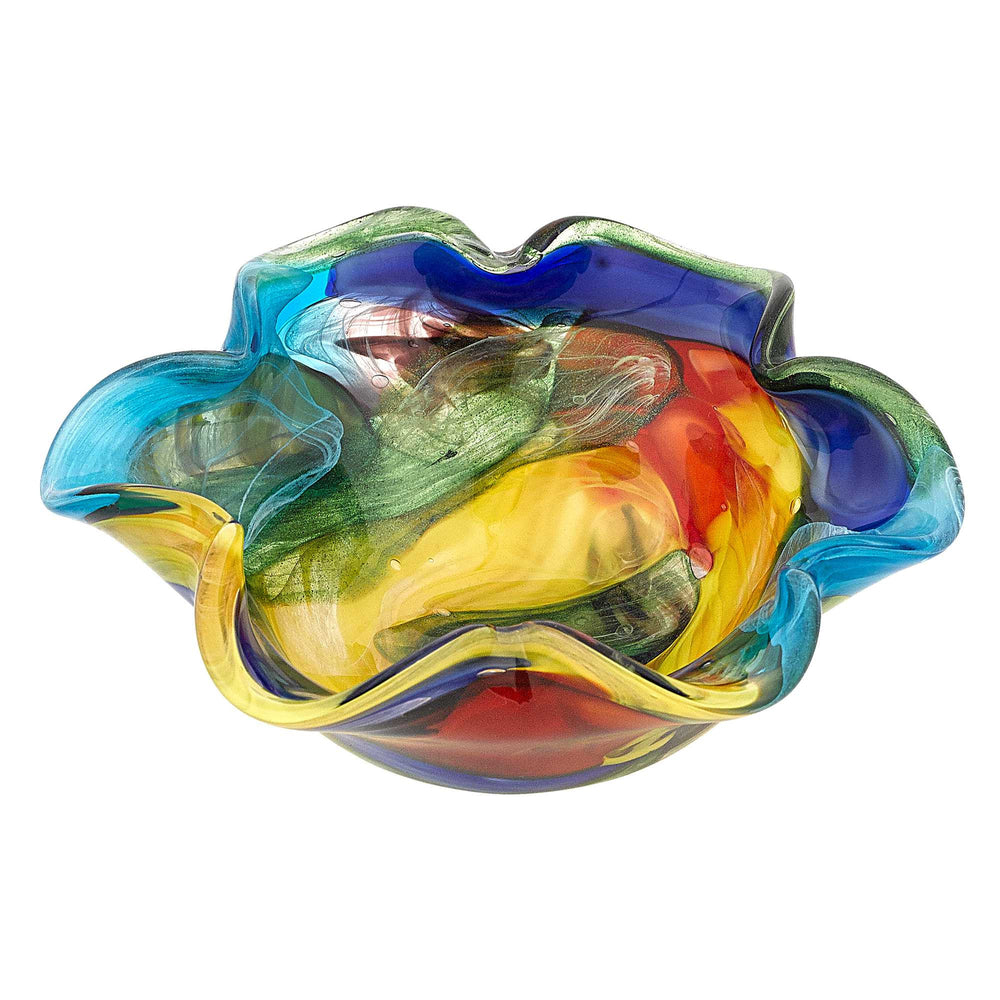 Homeroots 9" Rainbow Multi Colored Art Glass Centerpiece Bowl   375788
