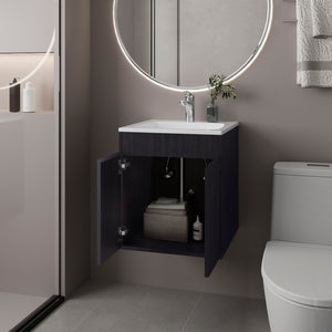 English Elm Dublin Floating Bathroom Vanity with Vessel Sink Matte Black Wall Mounted Modern B092P439914
