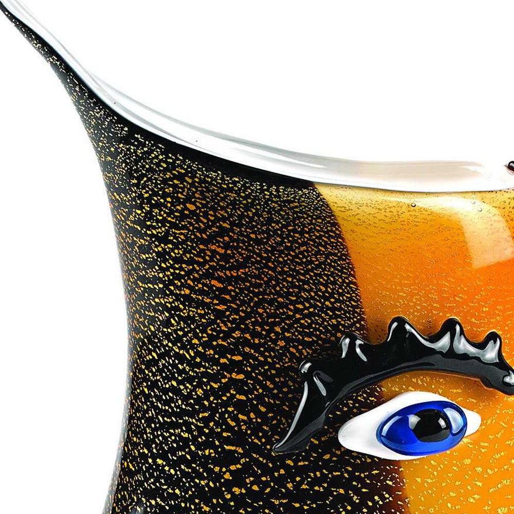 Homeroots 9 Multi Color Art Glass Side Face Vase  Crystal Glass 375790