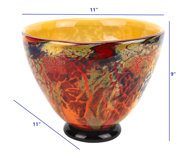 Homeroots 11 Mouth Blown Art Glass Centerpiece Or Punch Bowl   375792