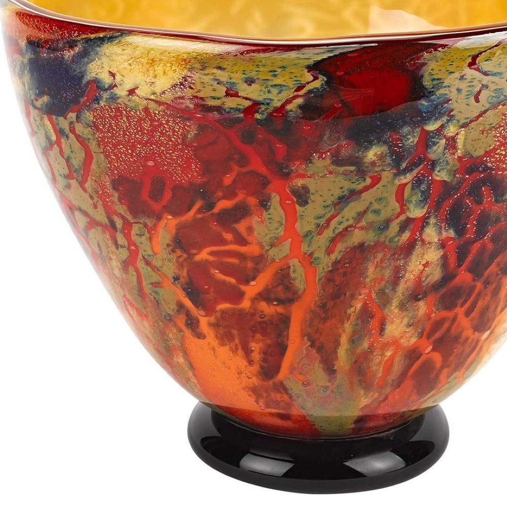 HomeRoots 11 Stunning Mouth-Blown Art Glass Centerpiece & Punch Bowl – Unique, Handcrafted, Food-Safe Design 375792