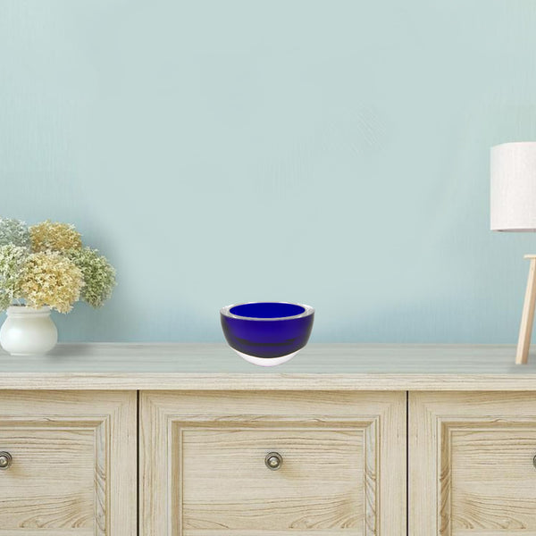 Homeroots 6 Mouth Blown European Made Lead Free Cobalt Blue Crystal Bowl   375798