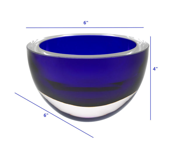 Homeroots 6 Mouth Blown European Made Lead Free Cobalt Blue Crystal Bowl   375798