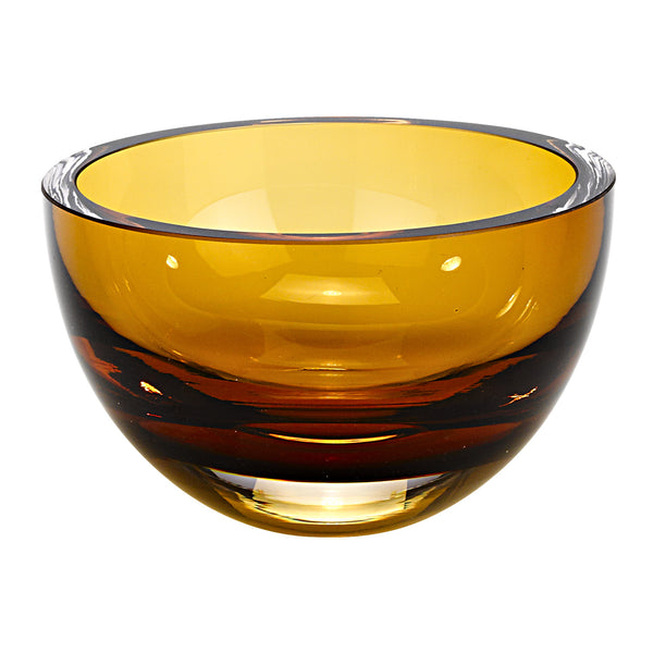 Homeroots 6" Amber Mouth Blown Crystal Thick Walled Bowl   375799