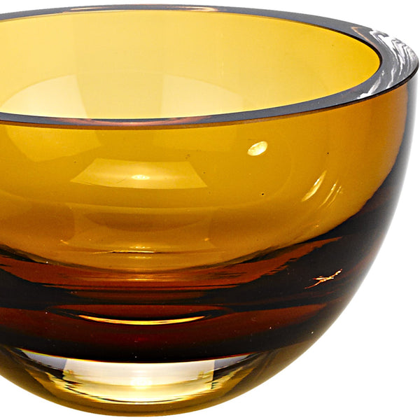 Homeroots 6" Amber Mouth Blown Crystal Thick Walled Bowl   375799