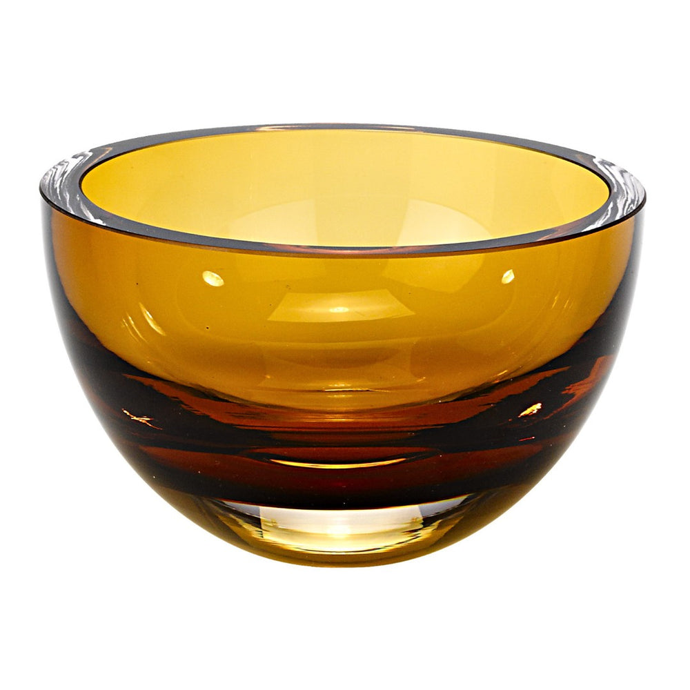 HomeRoots 6" Amber Mouth Blown Crystal Bowl - Elegant Thick-Walled Artistry for Serving & Home Décor Accents 375799