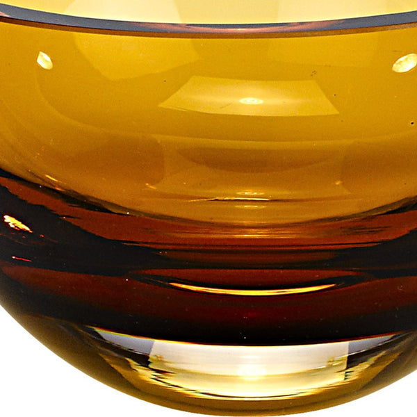 Homeroots 6" Amber Mouth Blown Crystal Thick Walled Bowl   375799