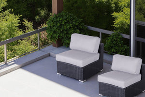 English Elm Minnesota Armless Outdoor Chairs Set - Modern Black Wicker With Plush Cushions For Stylish Comfort B120P233810