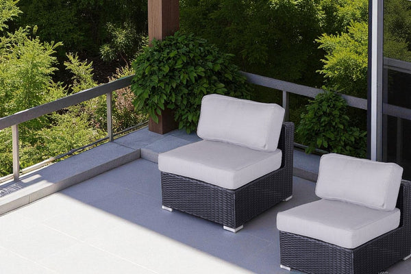 English Elm Minnesota Armless Outdoor Chairs Set - Modern Black Wicker With Plush Cushions For Stylish Comfort B120P233810