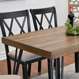 English Elm Arroyo 7-Piece Dining Set, Hairpin Dining Table With 6 Cross-Back Chairs, Rich Black