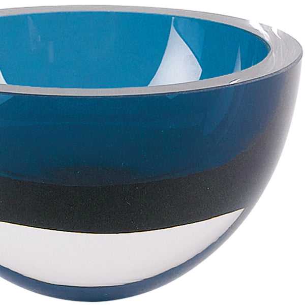 Homeroots 6 Mouth Blown European Made Lead Free Peacock Blue Crystal Bowl   375800