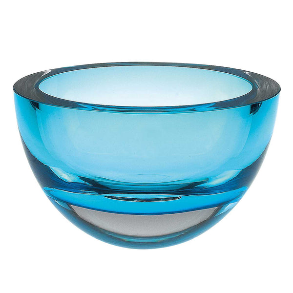 Homeroots 6 Mouth Blown European Made Lead Free Aqua Blue Crystal Bowl   375801
