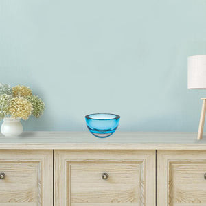 Homeroots 6 Mouth Blown European Made Lead Free Aqua Blue Crystal Bowl   375801