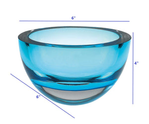 Homeroots 6 Mouth Blown European Made Lead Free Aqua Blue Crystal Bowl   375801