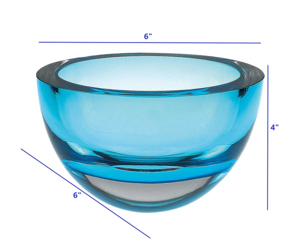 Homeroots 6 Mouth Blown European Made Lead Free Aqua Blue Crystal Bowl   375801