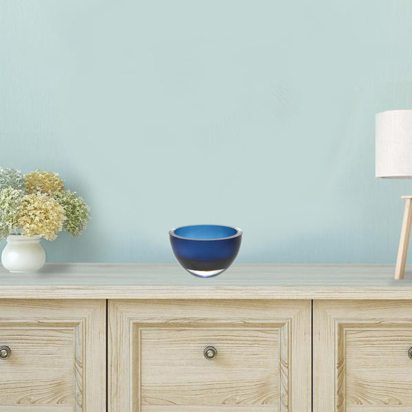 Homeroots 6 Mouth Blown European Made Lead Free Midnight Blue Crystal Bowl   375802