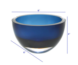 Homeroots 6 Mouth Blown European Made Lead Free Midnight Blue Crystal Bowl   375802