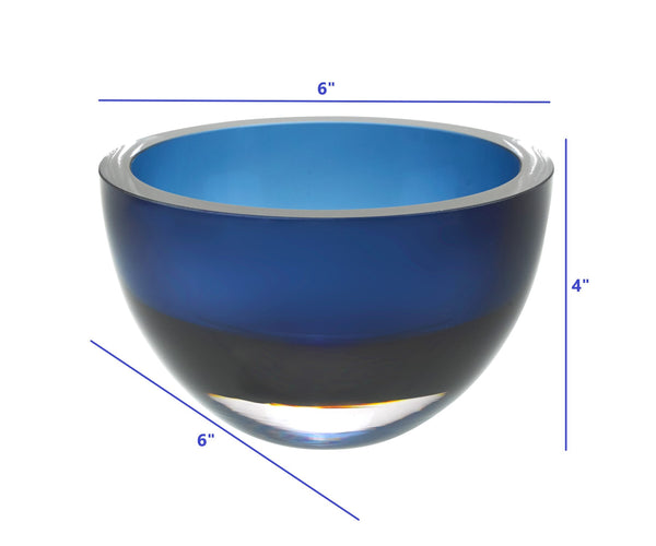 Homeroots 6 Mouth Blown European Made Lead Free Midnight Blue Crystal Bowl   375802