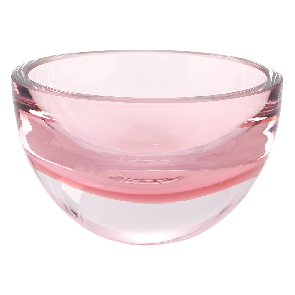Homeroots 6" Pink Mouth Blown Crystal Thick Walled Bowl   375803