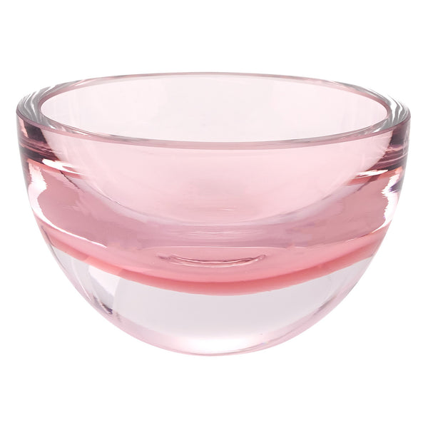 Homeroots 6" Pink Mouth Blown Crystal Thick Walled Bowl   375803