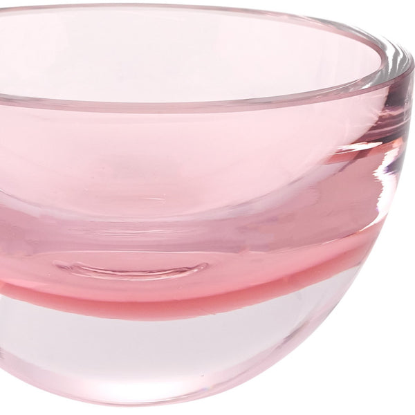 Homeroots 6" Pink Mouth Blown Crystal Thick Walled Bowl   375803